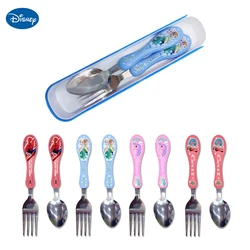 Disney Children's Training Chopsticks Spoon Fork Set Frozen Minnie Mickey Cars Spider man Fork Spoon Chopsticks Portable Cutlery