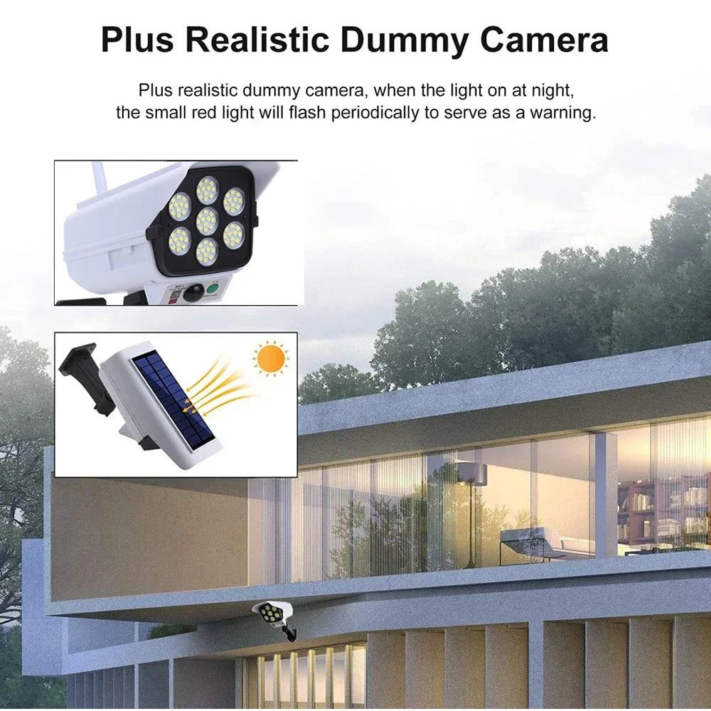 Camera Spotlight High Simulation Camera Solar Light Motion Sensor Dummy Waterproof Wall Street Lamp Home Garden Street Light