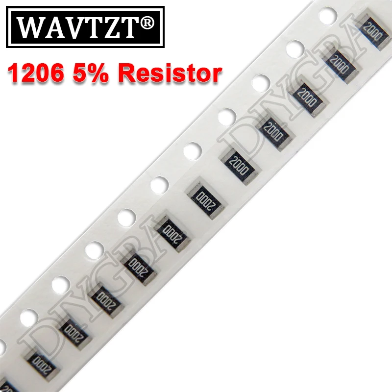 

100PCS 1206 5% SMD Resistor 0R ~ 10M 0 1 10 100 150 220 330 Ohm 1K 2.2K 10K 100K 0R 1R 10R 100R 150R 220R 330R 1M 10M 1/4W