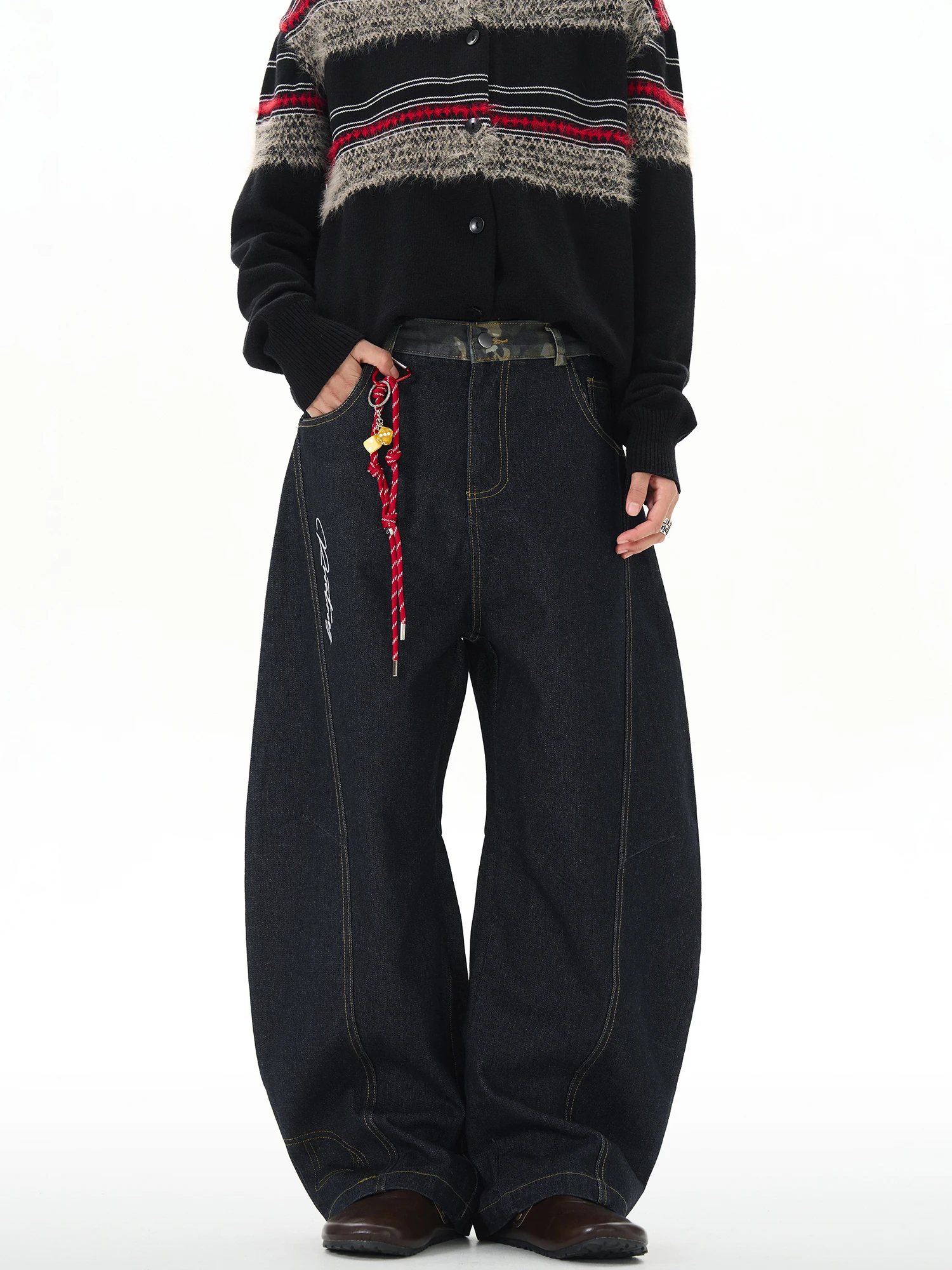 

Джинсы Thumpup в американском ретро-стиле, широкие, свободные, с деконструктивным дизайном, для мужчин и женщин, повседневные, из хлопка и полиэстера