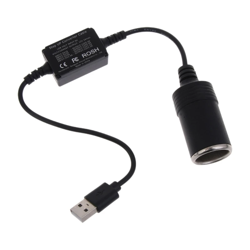 

USB 5V to 12V Cigarette 18W Driving Recorder Power Adapter Cable 0.36m USB to 12V Adapter Power