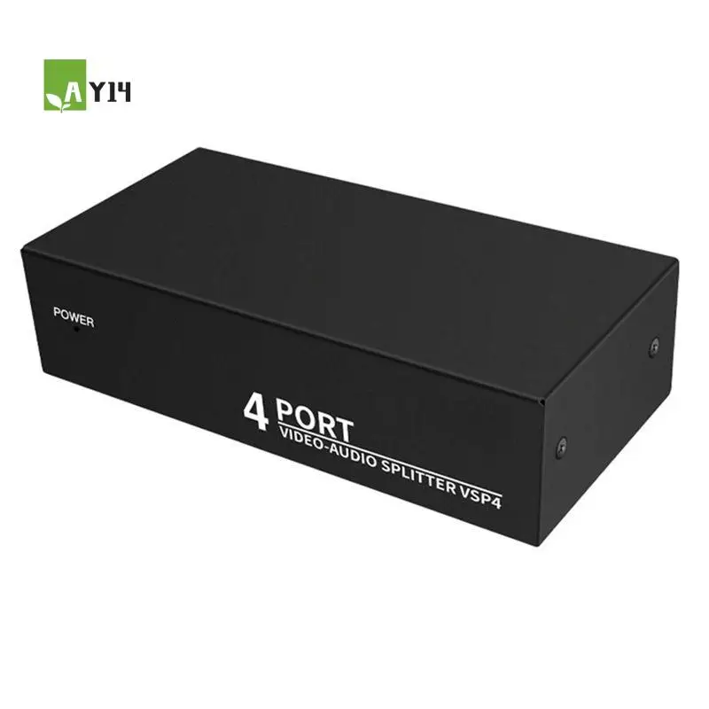 AY14 -4-Way AV Splitter 1 In 4 Out Composite RCA AV Splitter 1X4 Video Audio RCA Splitter Distributor For DVD C-VBS