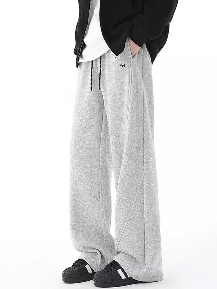 

American Sle Men's Casual Straight Leg Pants Heavyweight Vintage Fce Lined Drapey Loose Wide Leg Straight Cut Trousers