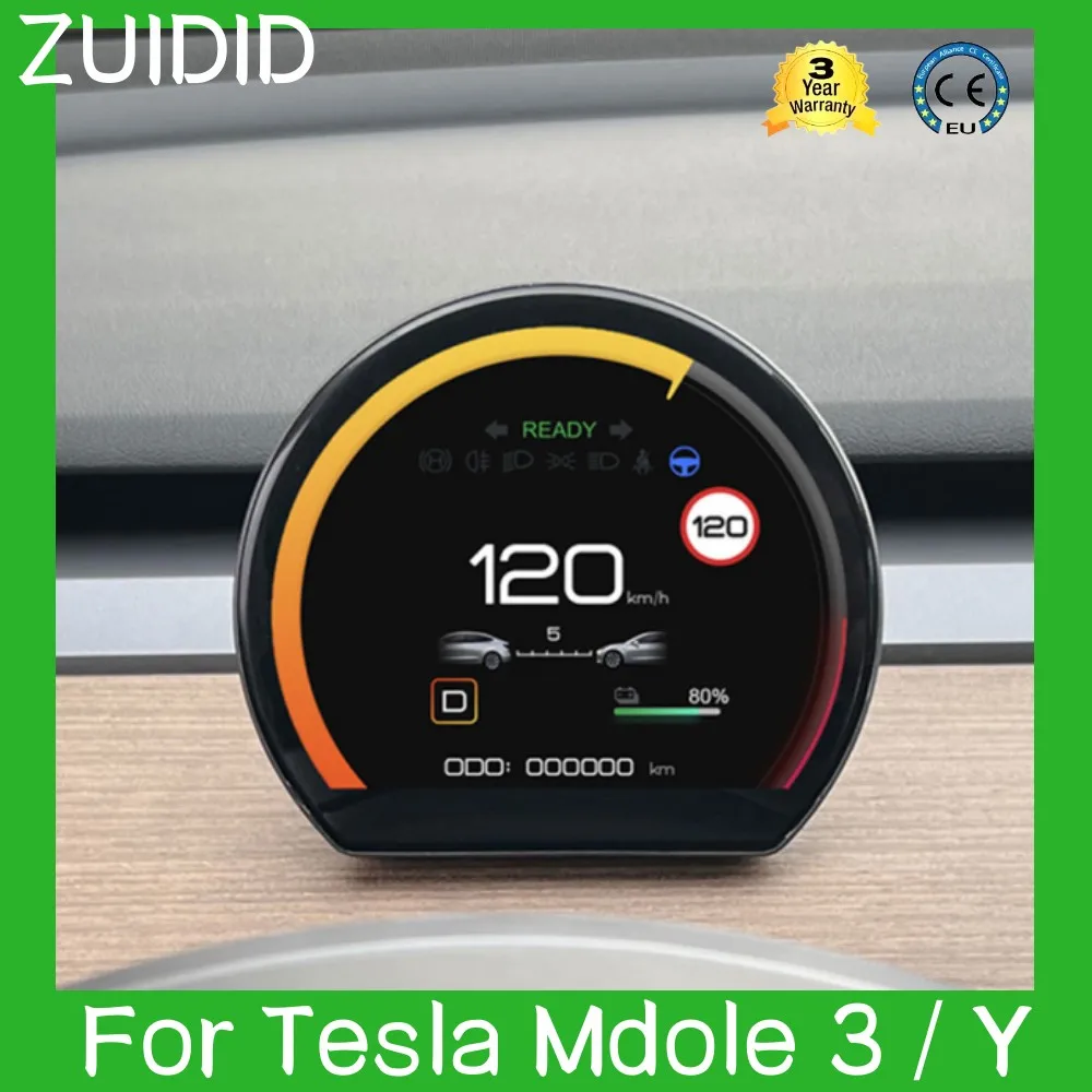 Tesla Model 3 Y Display Head Up LCD Display Mileage Speed Door Open Informatiom Car Meter Digital LCD Dashboard Driver