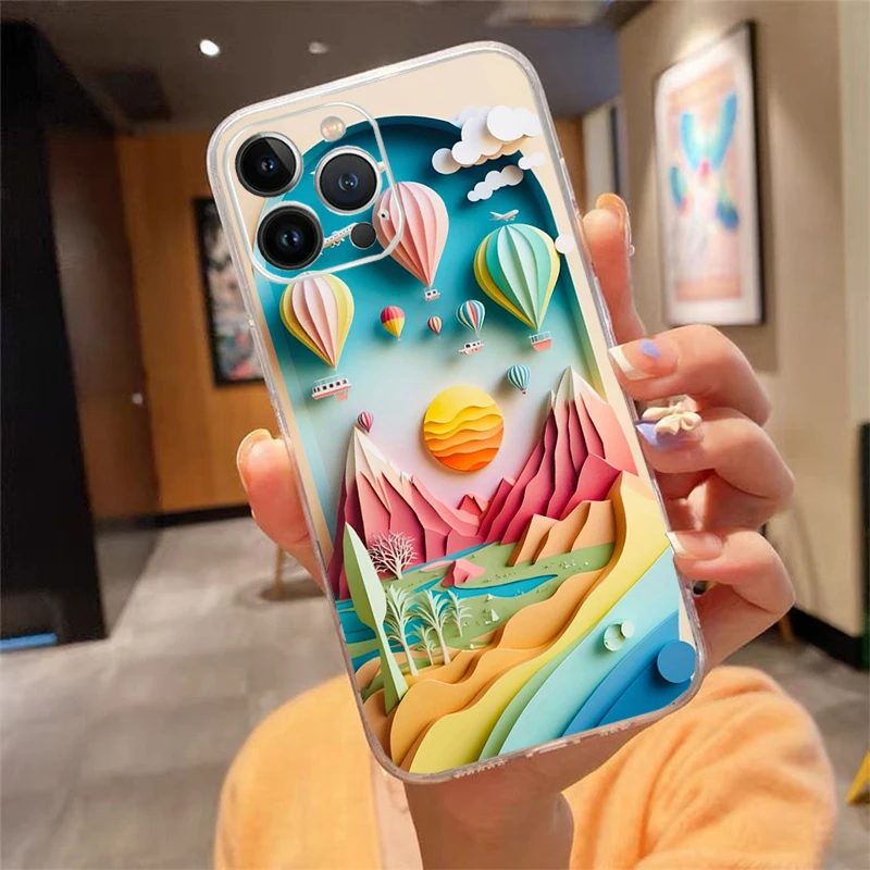

Phone Case For iphone 17 Pro Max Air 17 16 15 14 13 Pro Max 15Plus 15 16 Pro Landscape Sceneary Moon Flower