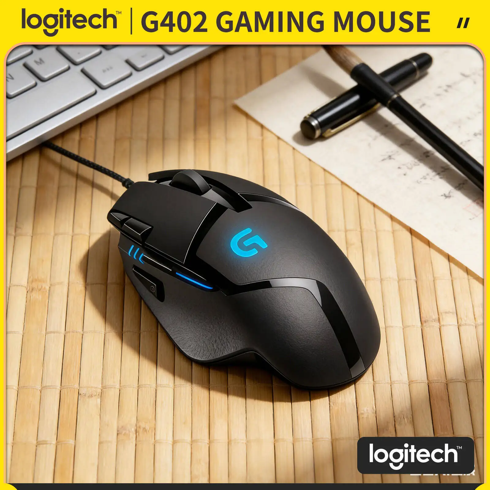 

Игровая мышь Logitech G402 с 32-битным процессором, 8 программируемыми кнопками, 500+ режимов DPI, 4 режима IPS, 20 млн нажатий, противоскользящая.