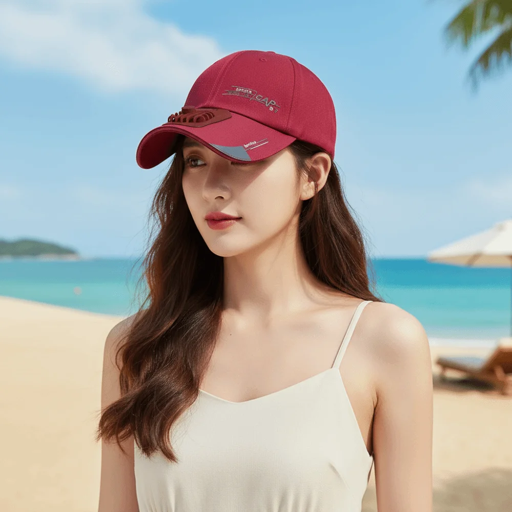 Portable Baseball Cap with Fan Long-lasting Adjustable Rechargeable Fan Hat Versatile Lightweight