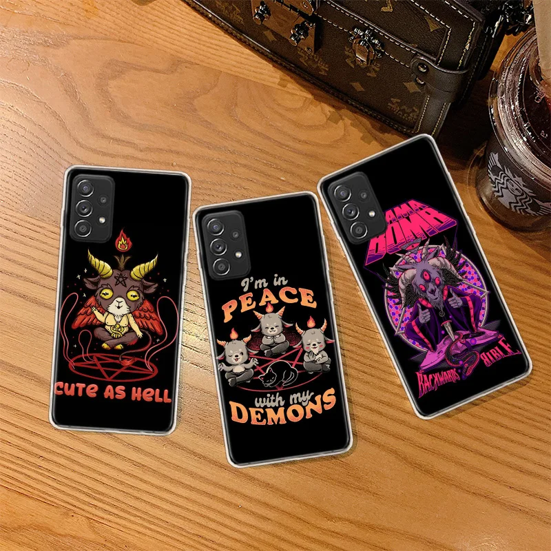 Cute Hell Hail Satan Evil Phone Case For Galaxy A54 A34 A24 A14 A10 A10S A20 A20E A30 A40 A50S A70S Samsung A71 A51 A41 A31 A21