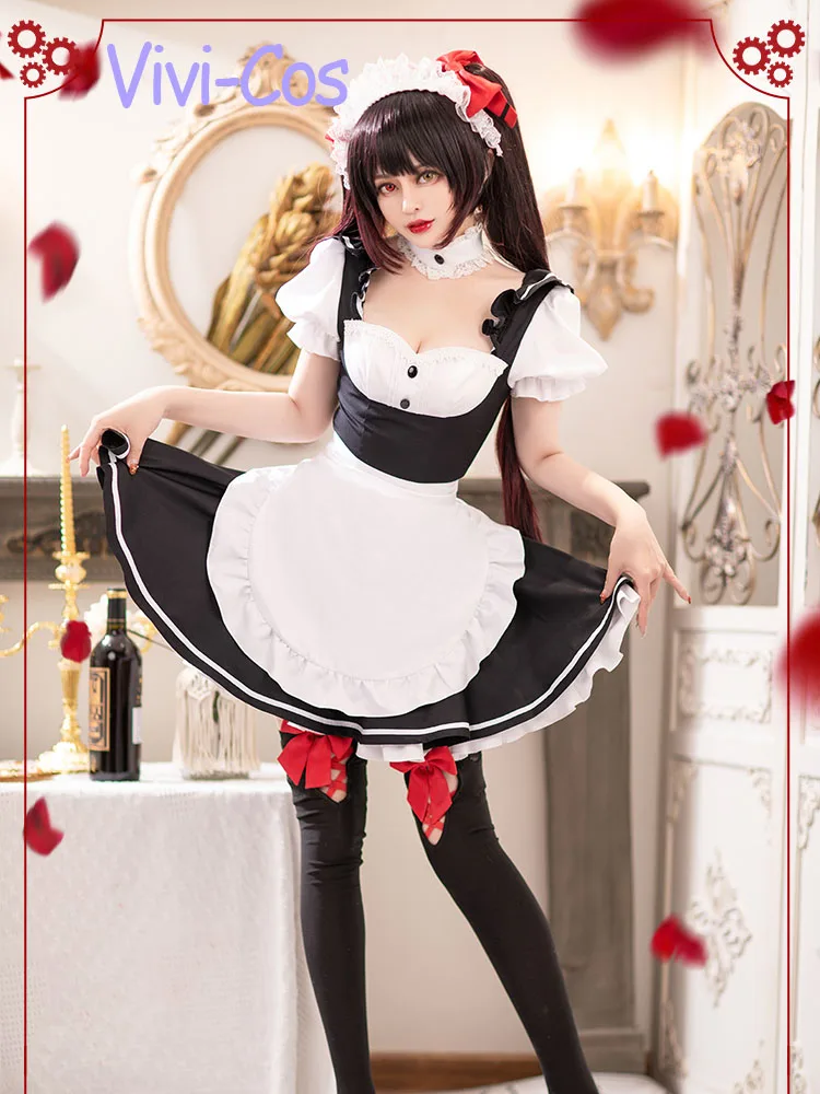 

Vivi-Cos Anime Date A Live Tokisaki Kurumi Maid Outfit Cosplay Costume Sexy Dress Halloween Party Role Play Suit New