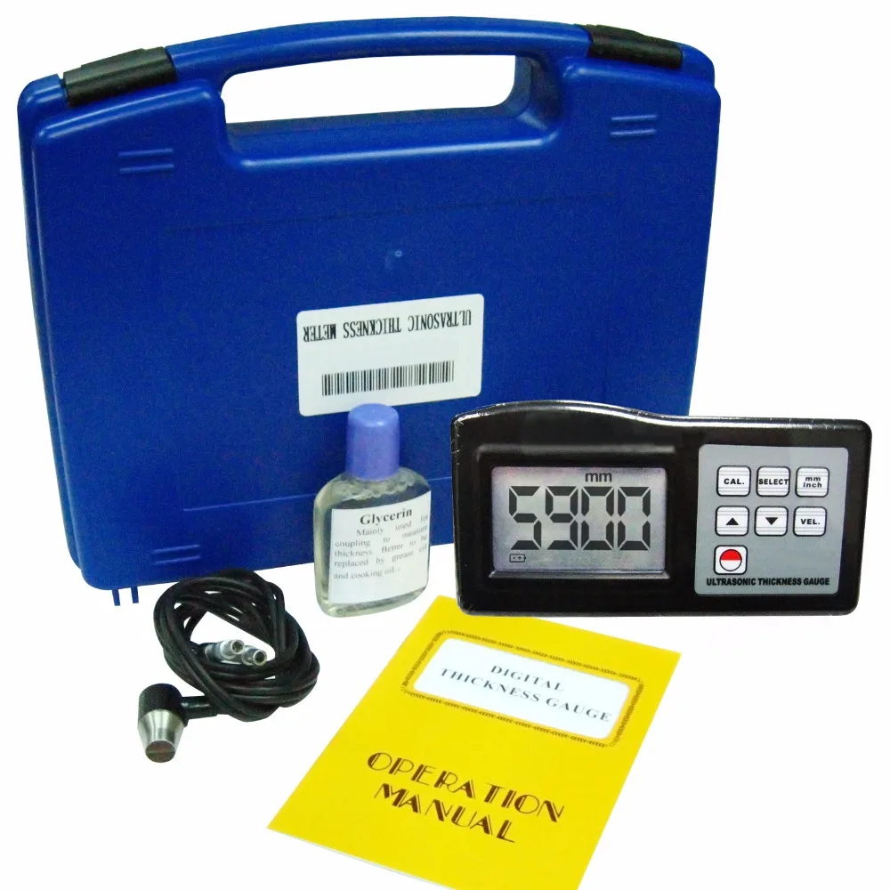 Digital Thickness Gauge Meter 1.0~200mm Tester Metal/Non-Metal Steel Cast Iron Aluminum