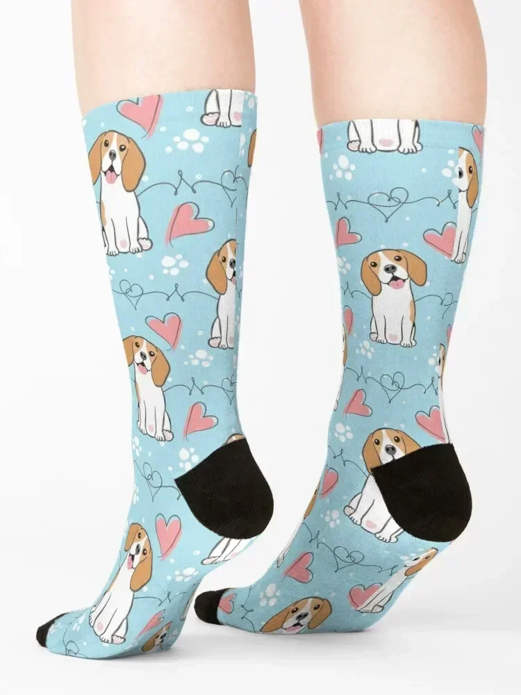 Love Beagle - Tricolor 4 Socks Soccer Crossfit ساخنة Anime Boy Socks النسائية