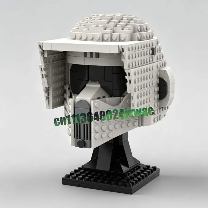 653 Parts Sci-Fi Helmet MOC Model Custom Puzzle DIY Assembly Building Blocks Toy Collection Educational Creative Display Gifts