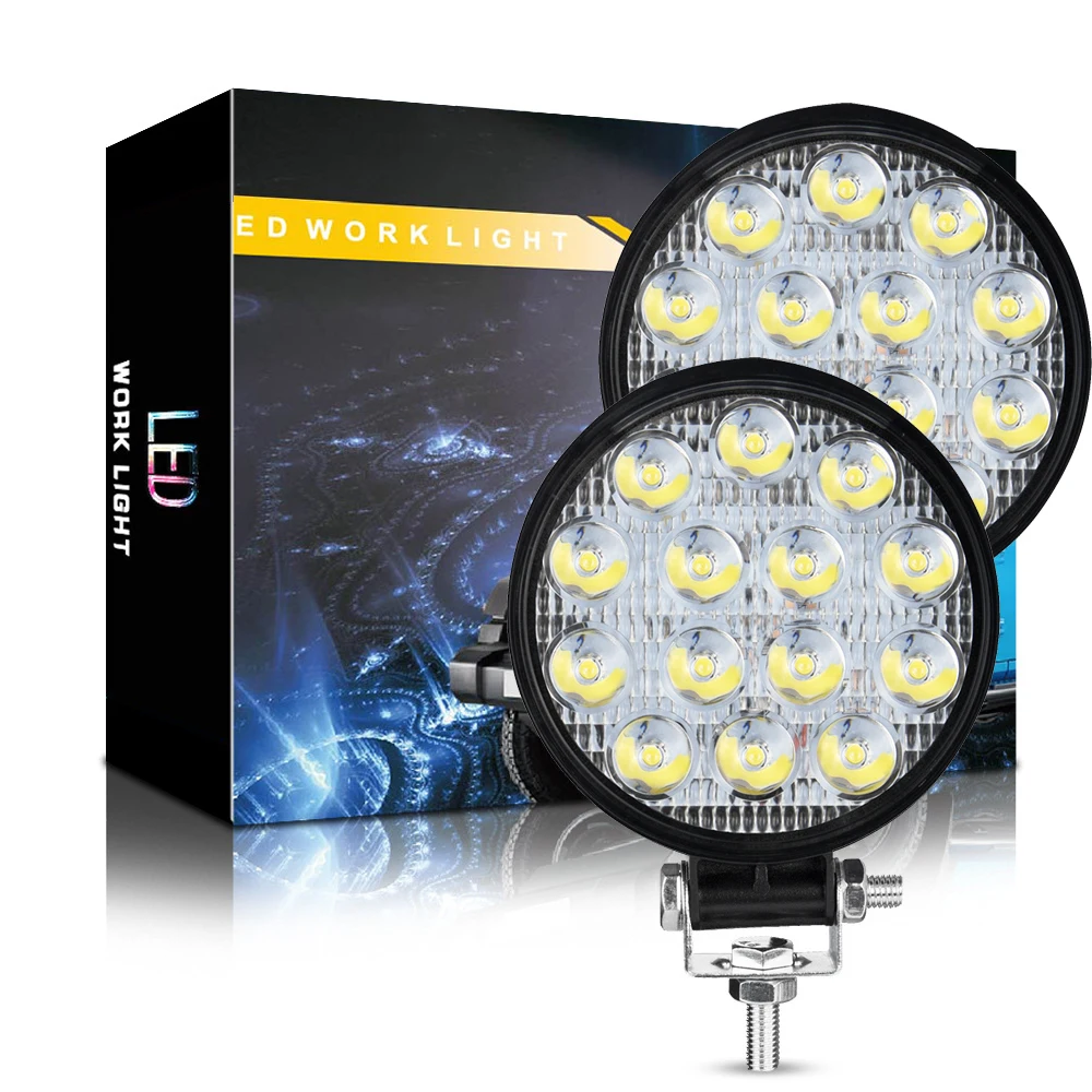 

2pcs/10pcs 14 LED Work Light LED Car Front Fog Light 9-30V Truck SUV 4X4 4WD Engineering Headlights Off-road Round Headlamp