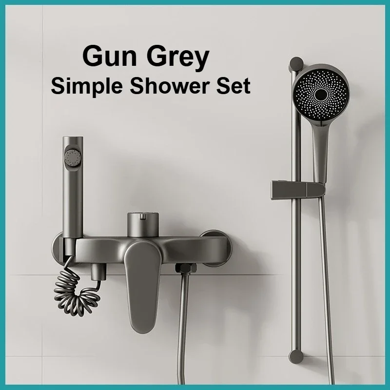 Modern Bathroom Shower Booster Faucet Set 3 Modes Showerhead Set Household Shower Room Copper Hidden Installation Mixing Valve