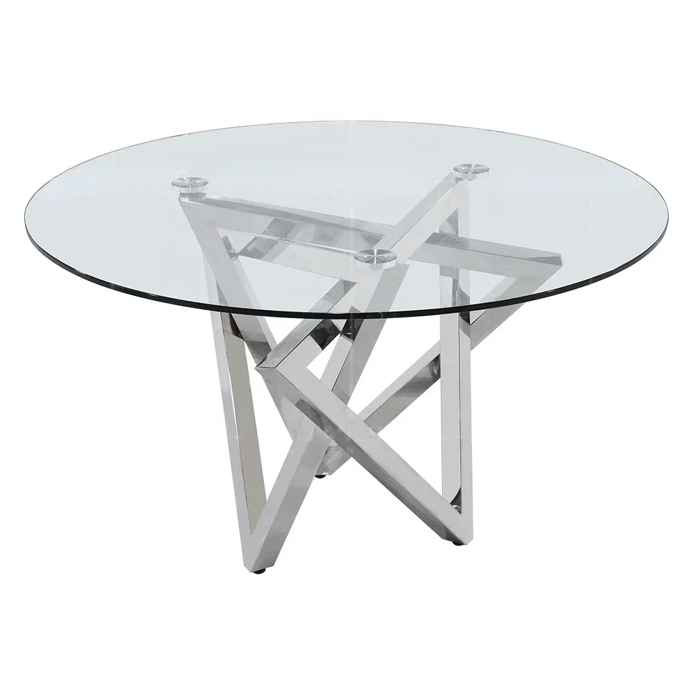 Modern Luxury Classic Luxury Round Dininng Table  Gold Mirror Glass Tops Luxurious Furniture