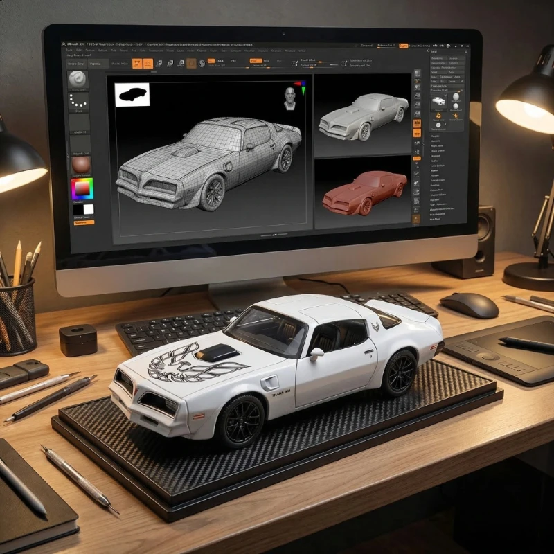 

1:32 Firebird retro alloy car model pull back sound and light interior car ornaments decoration boy toy small gift