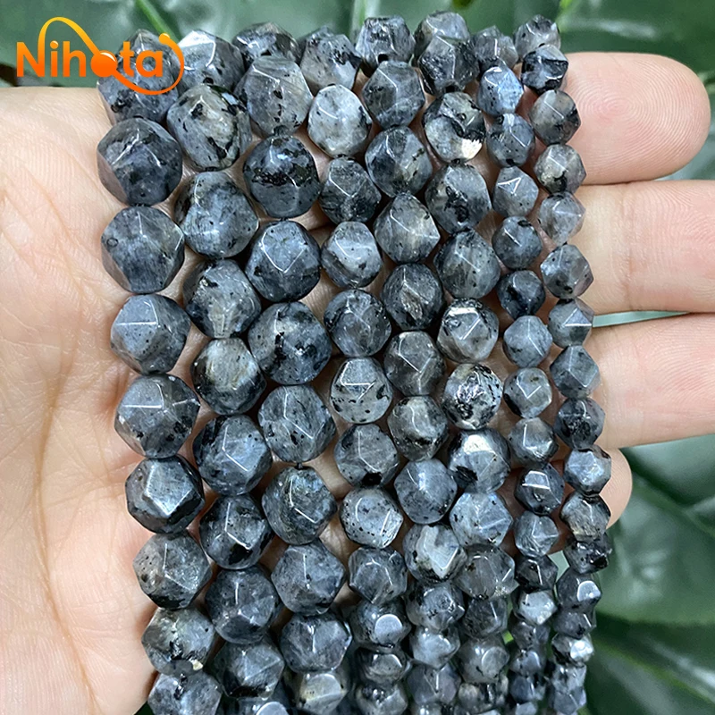 Faceted Black Labradorite Spacer Natural Loose Beads 6/8/10mm Handmade By Hand DIY for Jewelry Making Earrings Rings 14