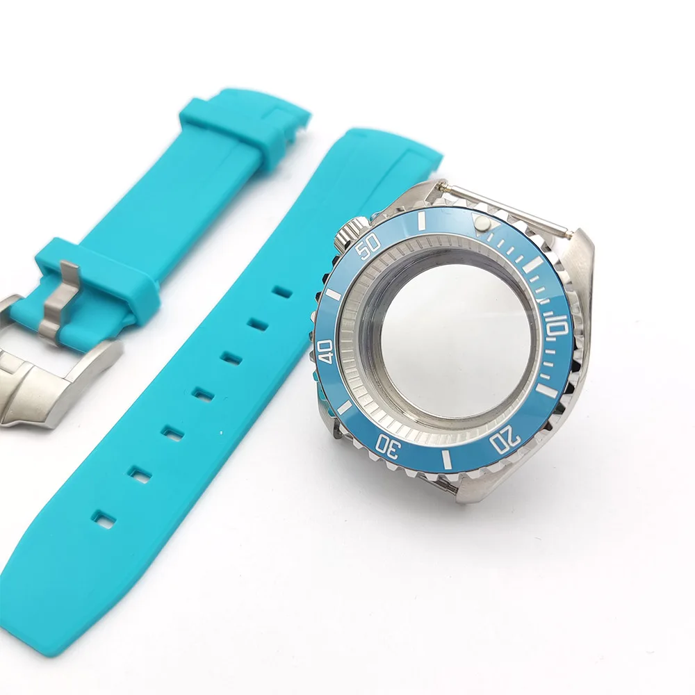 

Highend Silver NH35 Case Rubber Strap 42mm For NH35 NH36 Movement 28.5mm Dial 50M Waterproof 316L Stainless Steel