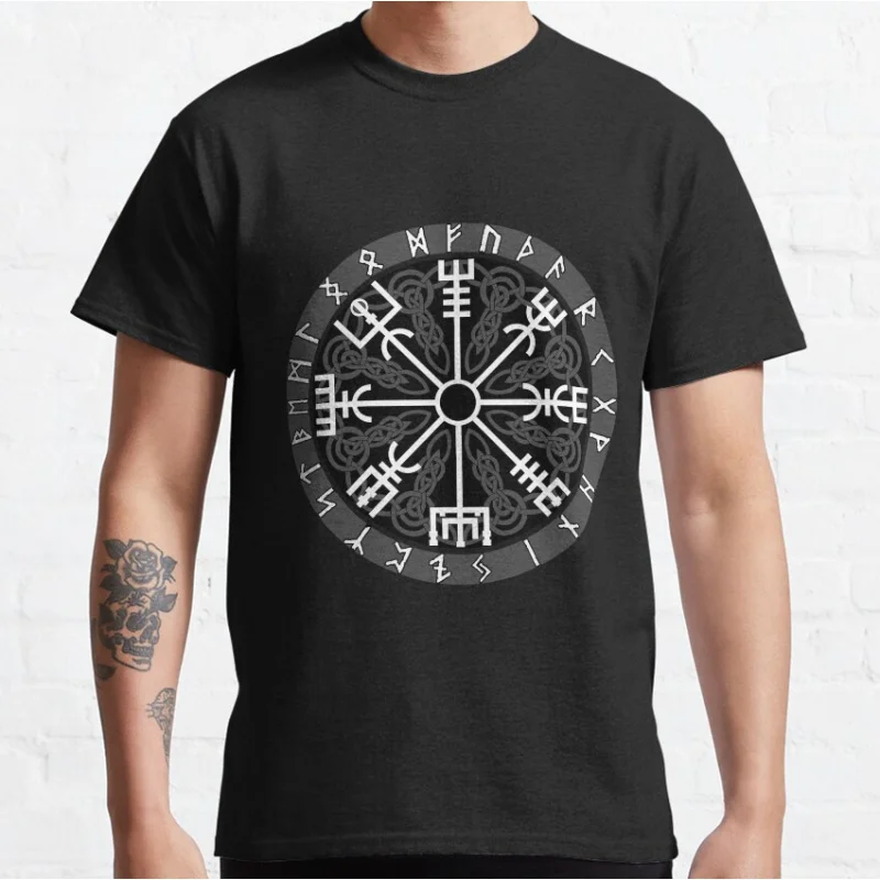 

Vegvisir - the Nordic Compass viking symbol Norse mythology Gift t shirt for man Large size Tops 100% cotton printed Clothes