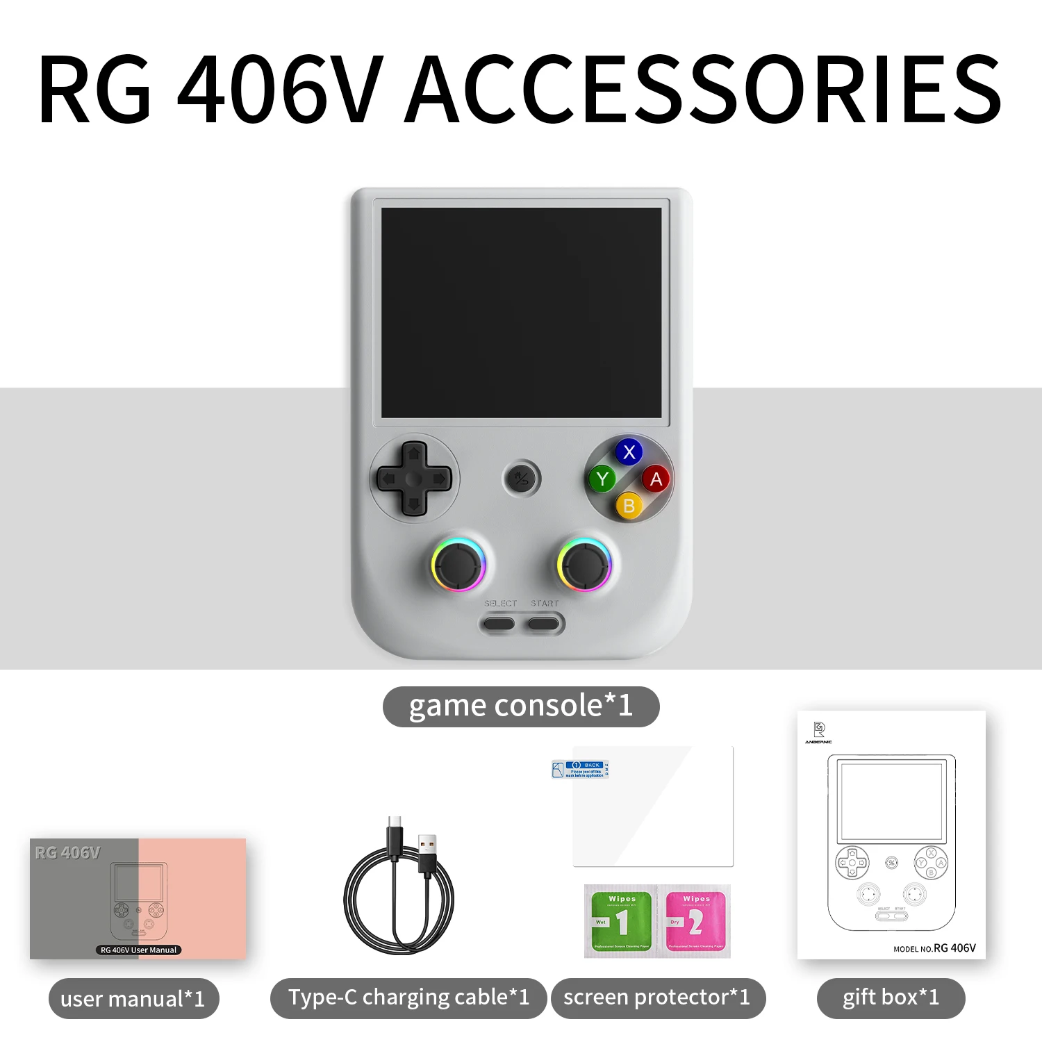 ANBERNIC RG406V Handheld Game Console 4-inch IPS Multi-Touch Screen Retro Game Console Draagbare Pocket Video Gaming speler Gift