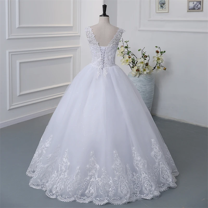 Vestidos de casamento sem mangas personalizados, vestidos de baile gola V, lindo vestido de noiva, plus size, foto real, novo, 2023