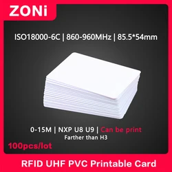 UHF RFID tag 18000-6C 860-960MHz PVC card Film covered printable NXP U8 chip Electronic label H3 Alien Long-Range 915 MHz 100PCS