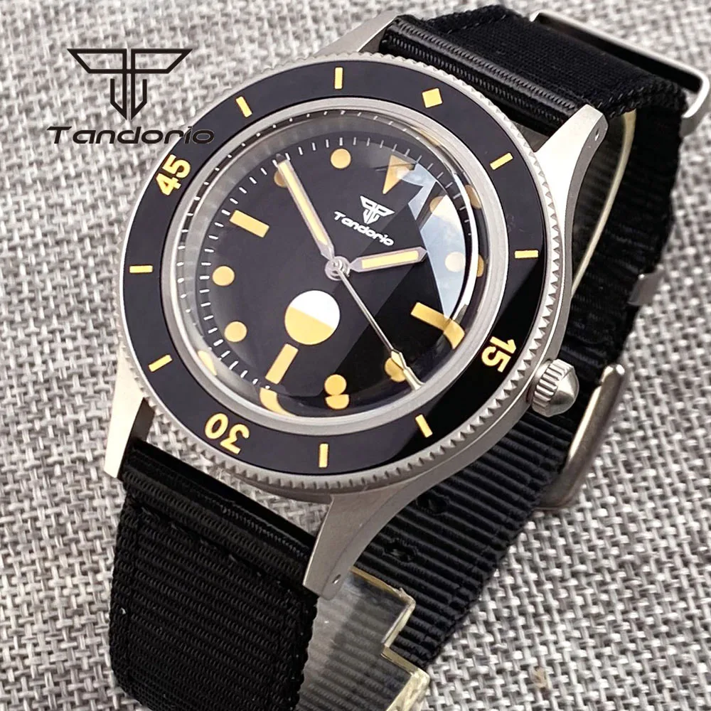 

Tandorio Domed Sapphire Crystal Men's Automatic Diver Watch NH35 PT5000 Sandblasted 20Bar Wristwatch Luminous 120-Click Bezel