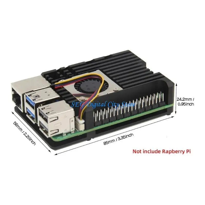 مربع علبة سبيكة من ألومنيوم U75B مع مروحة المنفاخ الشعاعية لـ RPI5 8GB 4GB