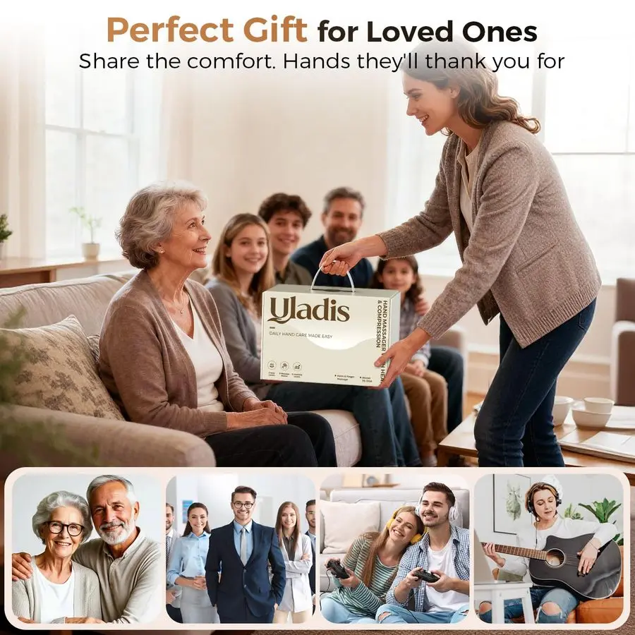 温熱と圧縮機能付きマッサージ器、4000mAh充電式バッテリー、心地よい揉みほぐしとストレッチ、手のひら、指、手首のマッサージ