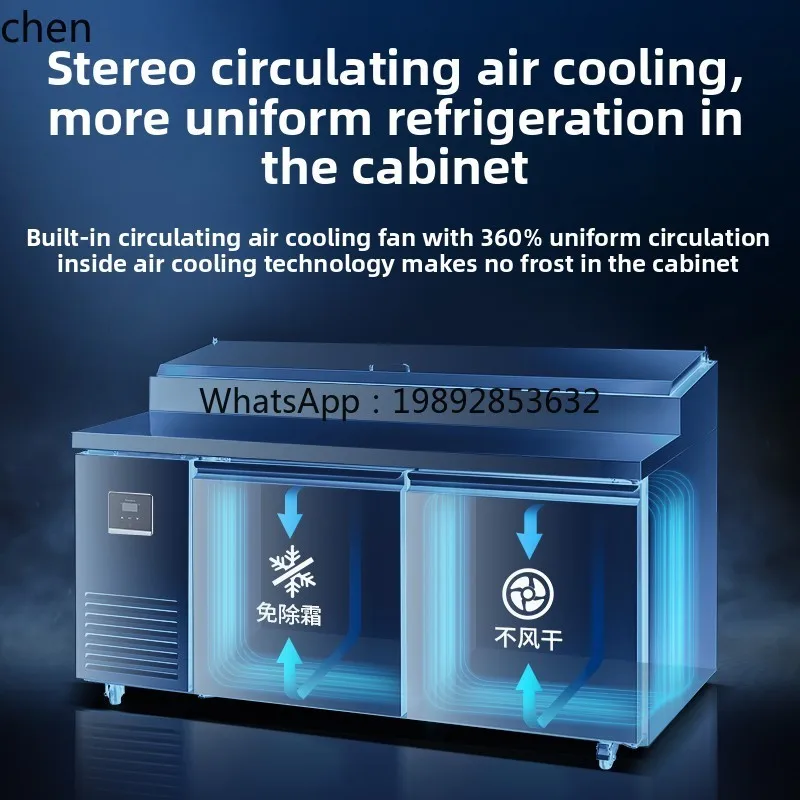 Fresh-keeping Air-cooled Salad Table Fruit Fishing Pizza Refrigerated Workbench Freezer Display Cabinet