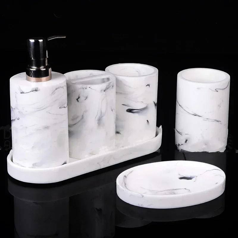Resin Tray Ink Effect Rectangular Oval Marble Pattern Easy To Clean Jewelry Plate Dinner Dish Household Bathroom Storage Supplie