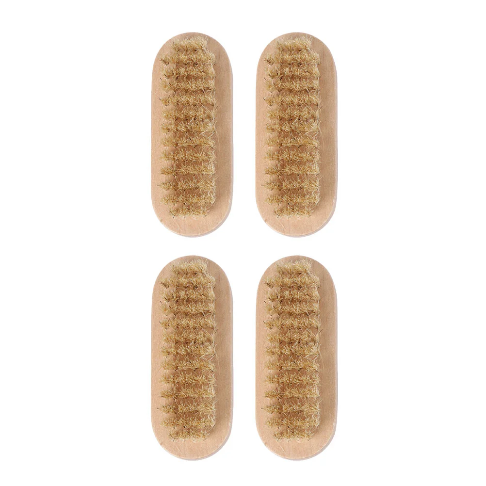 

4 Pcs Pig Bristle Nail Brush Wooden Cleaning Toe Two Sided Boar Pedicure Tool Manicure Fingernail Cleaner Hand Scrubber