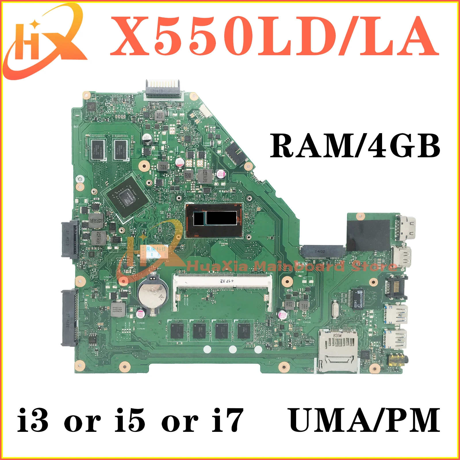 X550L Mainboard For ASUS X550LA X550LC X550LN X550LD Pro550L A550L F550L P550L K550L Y582LD Laptop Motherboard i3 i5 i7 4th Gen