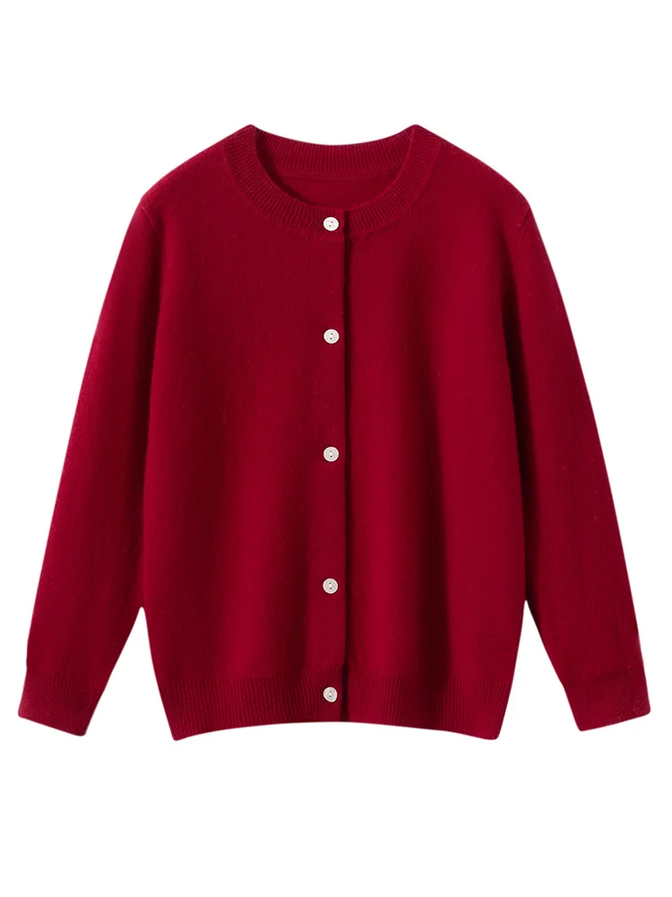 Children's Wool Sweater O-neck Cardigan Autumn Winter Boys Girls Basic Simple 100% Merino Wool Knitwear Kids Casual Clothing Top view 3