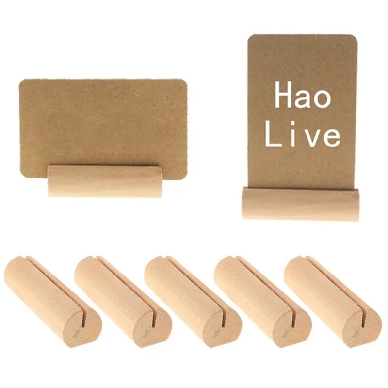 10/20Pcs Wooden Place Card Holders Base Name Card Table Number Holder Photo Holder for Xmas Wedding Decorations (Without Cards)