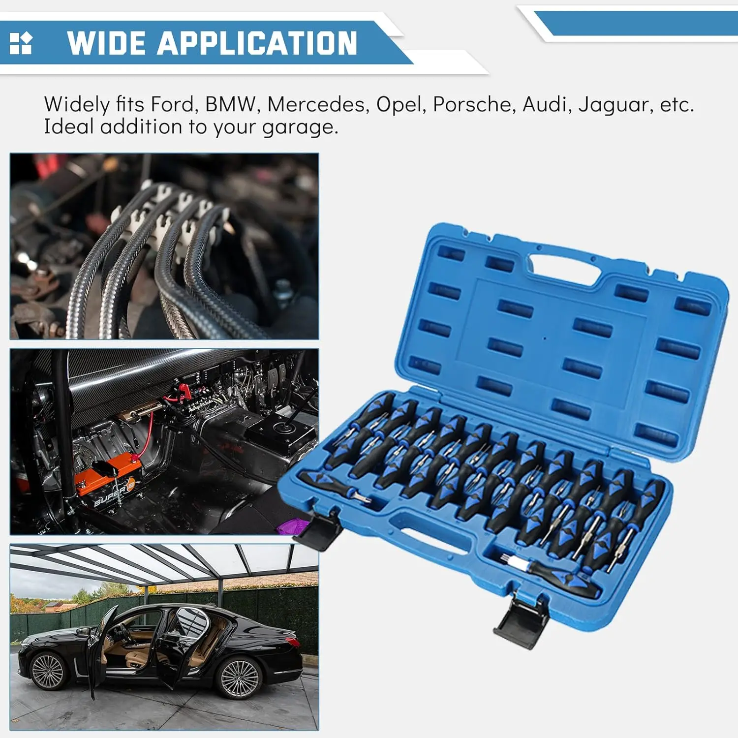 Stromklemmen-Entriegelungssatz, 23-teiliges Universal-Werkzeugset zum Entfernen von Kabelverbindern für Fahrzeuge