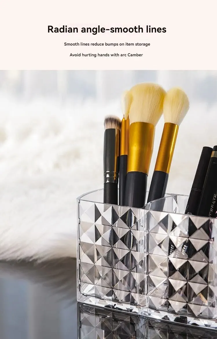 1Pcs/2Pcs Diamond Patterned Mirror Cabinet Storage Box, Bathroom, Bathroom, Cosmetics, Lipstick Storage Rack
