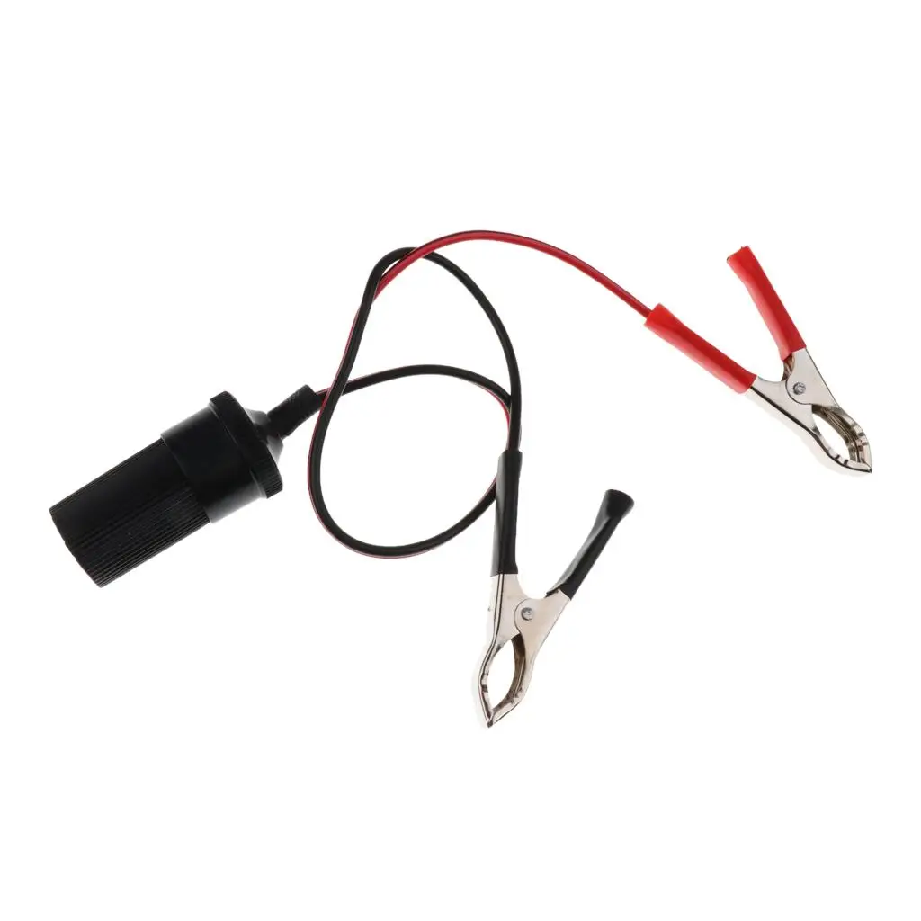 Heavy Duty Car Alligator Clip to Cigarette Lighter Power Cable 12V Copper Wire Connector for Inverter and Devices