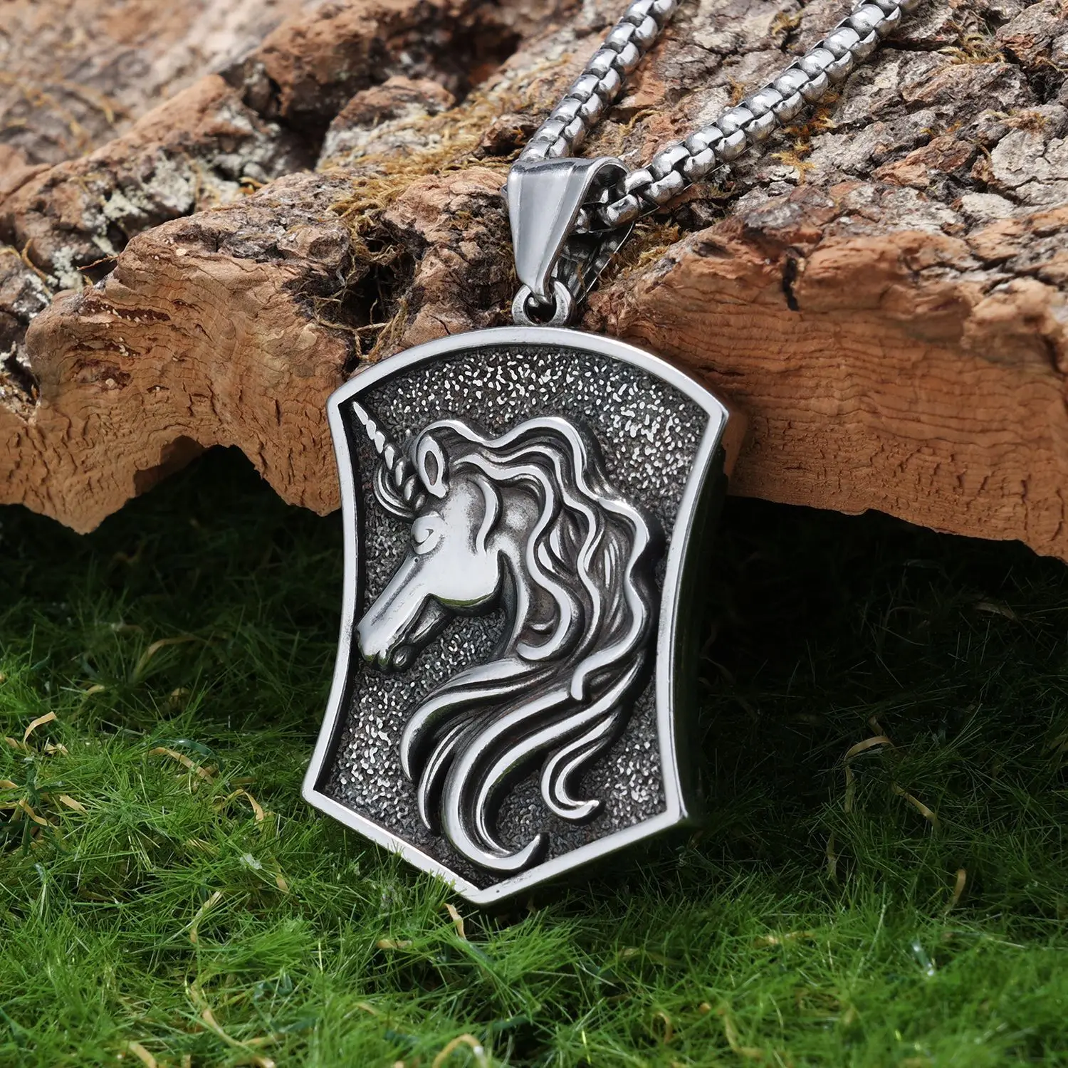 Unicorn Shield Oxidized Viking Slav Round Plate Pendant DIY Jewelry Gawu Box Accessories Pendant Necklace