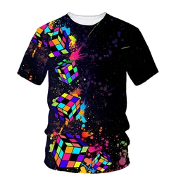 Cubo di Rubik maglietta con stampa 3D uomo estate o-collo manica corta Top oversize Casual Tee allentato Streetwear Harajaku