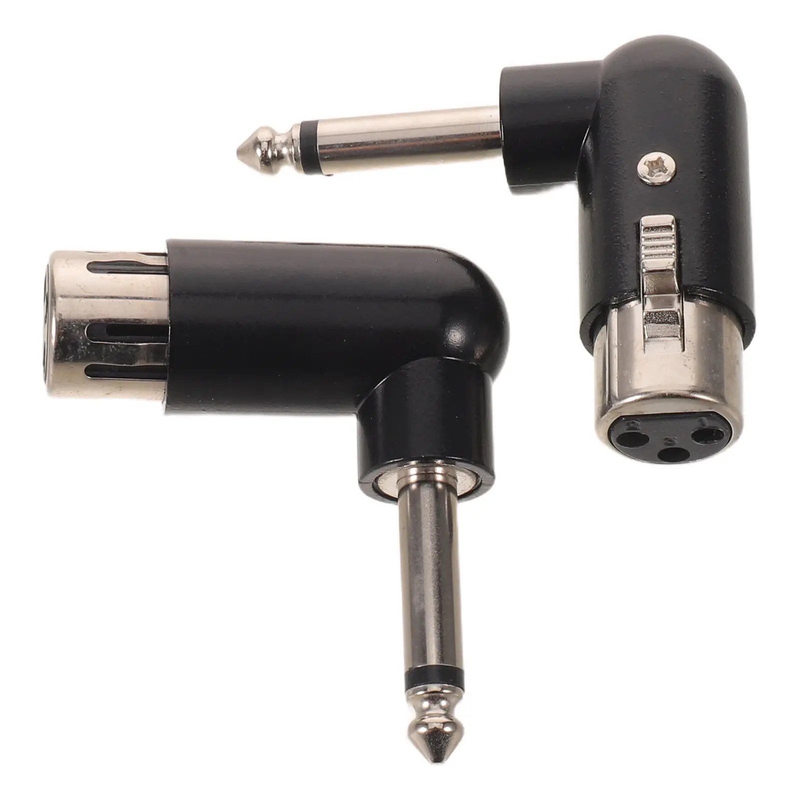 2Pcs 3 Pin Xlr Female to 6.35mm Mono Low Profile Right Angle Audio Adapter for Guitar Amplifier Mixer Audio Cable Connector