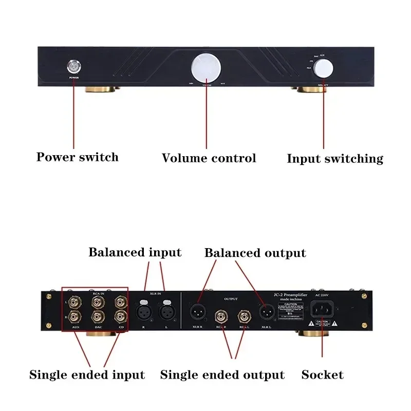 Mark JC2 Klasse A Volledig gebalanceerde voorversterker Lage vervorming Ondersteunt XLR Single Ended HIFI-voorversterker voor audioversterker