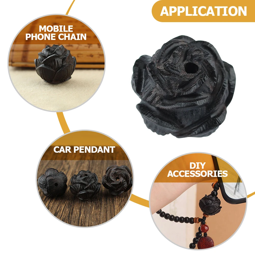 

12Mm Premium Ebony Wood Rose Beads Diy Jewelry Charms Craft Decor For Diy Accessories Gift For Family Lover Friends