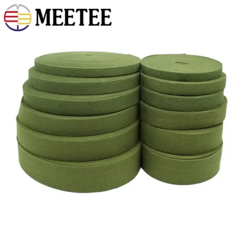 10Meters 15-50mm 2mm Thick Army Green Cotton Webbing Canvas ribbon for Bag Backpack Strap Seat Belt Tape Bias Binding Accessory