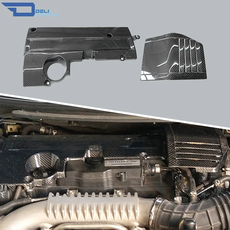 

For 2015-2017 Honda Civic FK2 Type-R OE Style Engine Cover 2PCS Carbon Fiber CF Car Exterior Accessories & Auto Gadgets