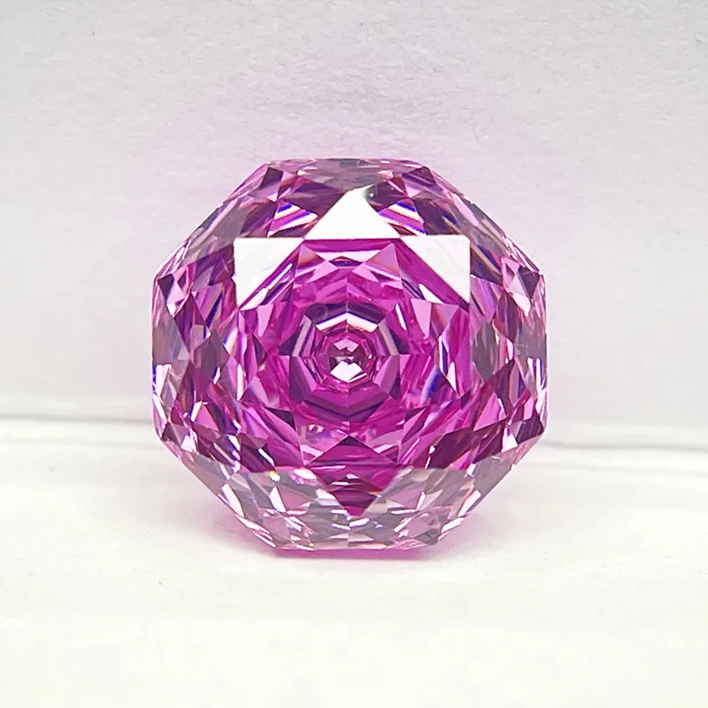 Cubic Zirconia Stone Octagon Rose Cut Rosy Red Color Loose Stones 6mm-8mm Used For DIY Charms Jewelry Making Main Materials