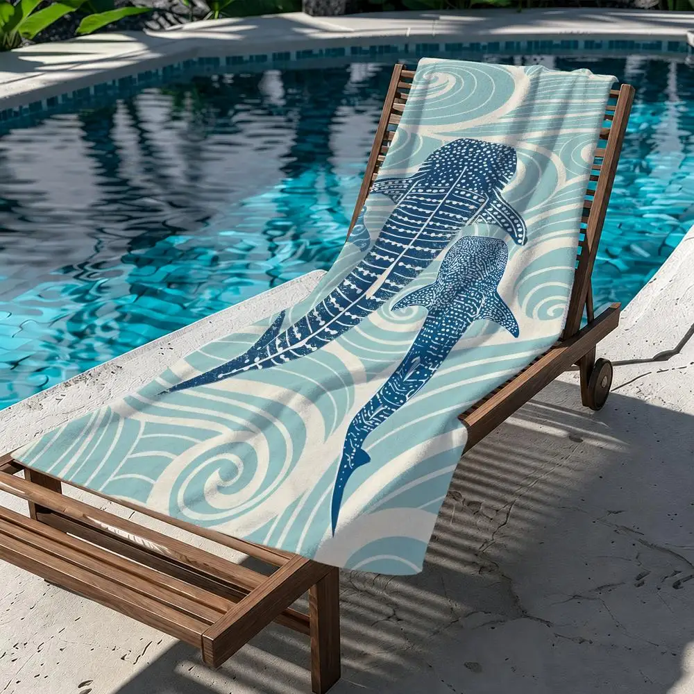 Dolphin And Fish Pattern Towel Beach Towel Quick Dry Absorbent Bath Towel For Swimming Gym Camping Outdoor Sunbathing