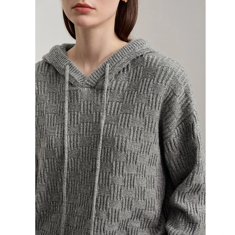 Amii camisola feminina com capuz 2025 inverno novo casual tricô versátil roupas femininas manga longa solta malhas sólidas 12554051