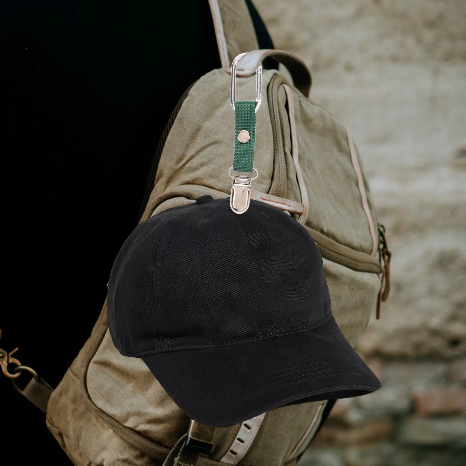 

3pcs Canvas Hat Clips Elastic Magnet Holder For Travel Backpack Suitcase Lightweight Storage Easy-Use Design Green Brown