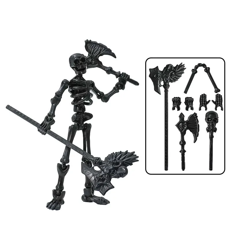 Lucky 13 Articulated Human Skull Doll Weapon Bag Tricky Toy Creative Ornament Assembling Toy Movable Doll Adults Parent-children